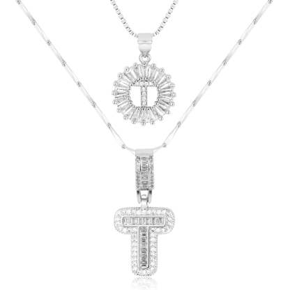 2pc 14k Diamond Letter Initial Necklaces