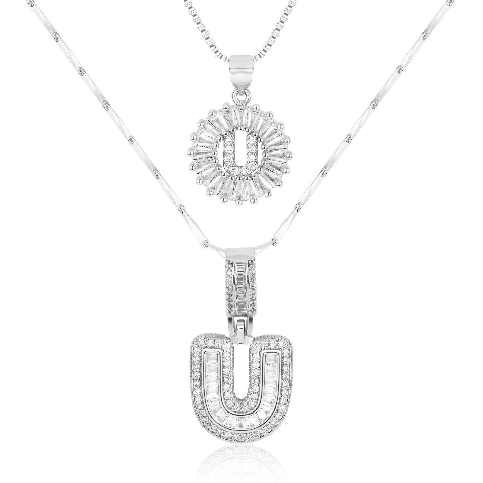 2pc 14k Diamond Letter Initial Necklaces