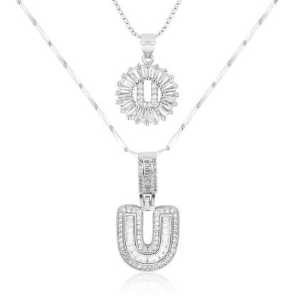 2pc 14k Diamond Letter Initial Necklaces