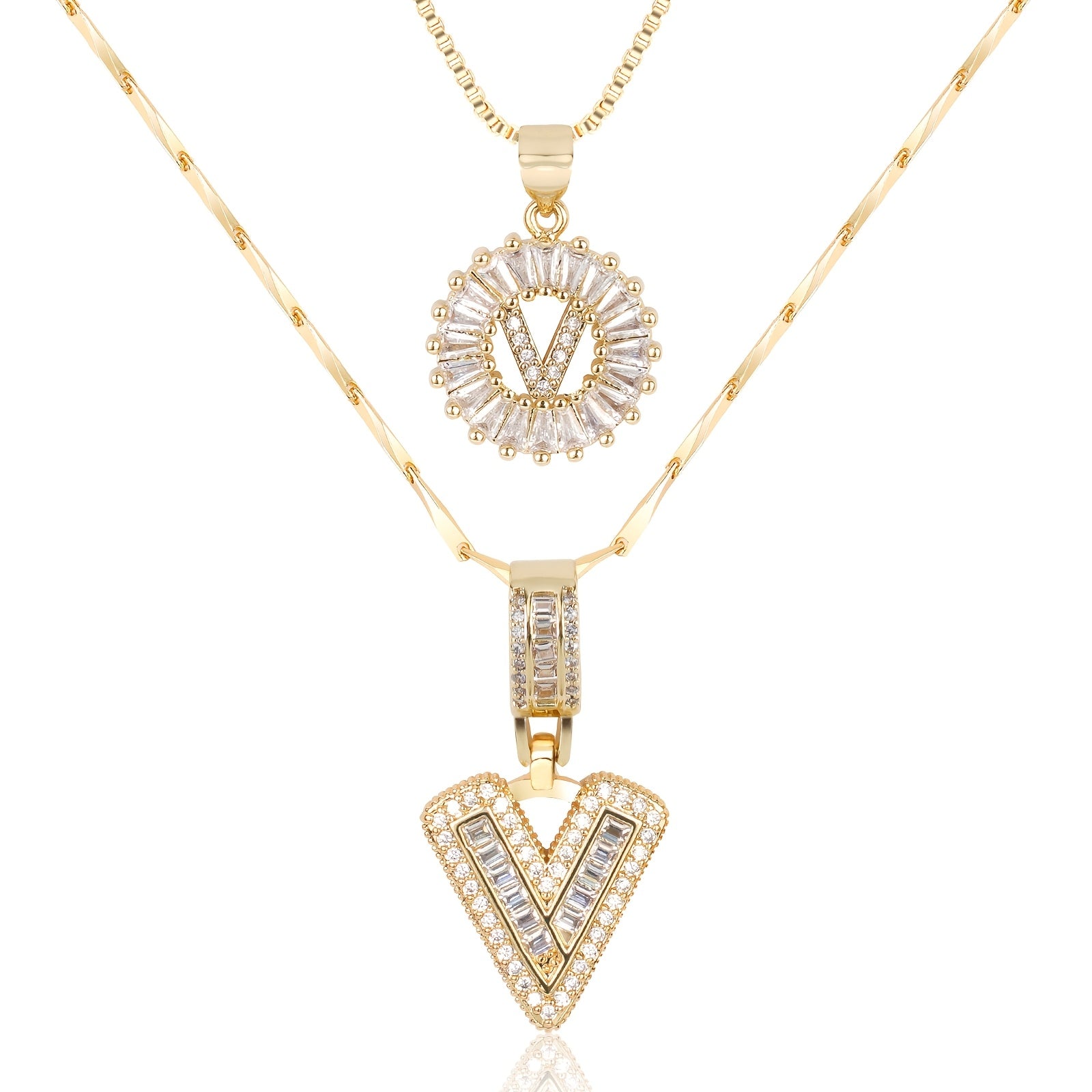2pc 14k Diamond Letter Initial Necklaces
