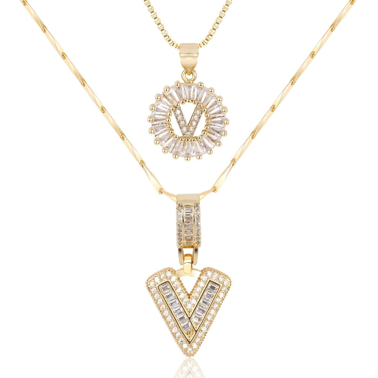 2pc 14k Diamond Letter Initial Necklaces