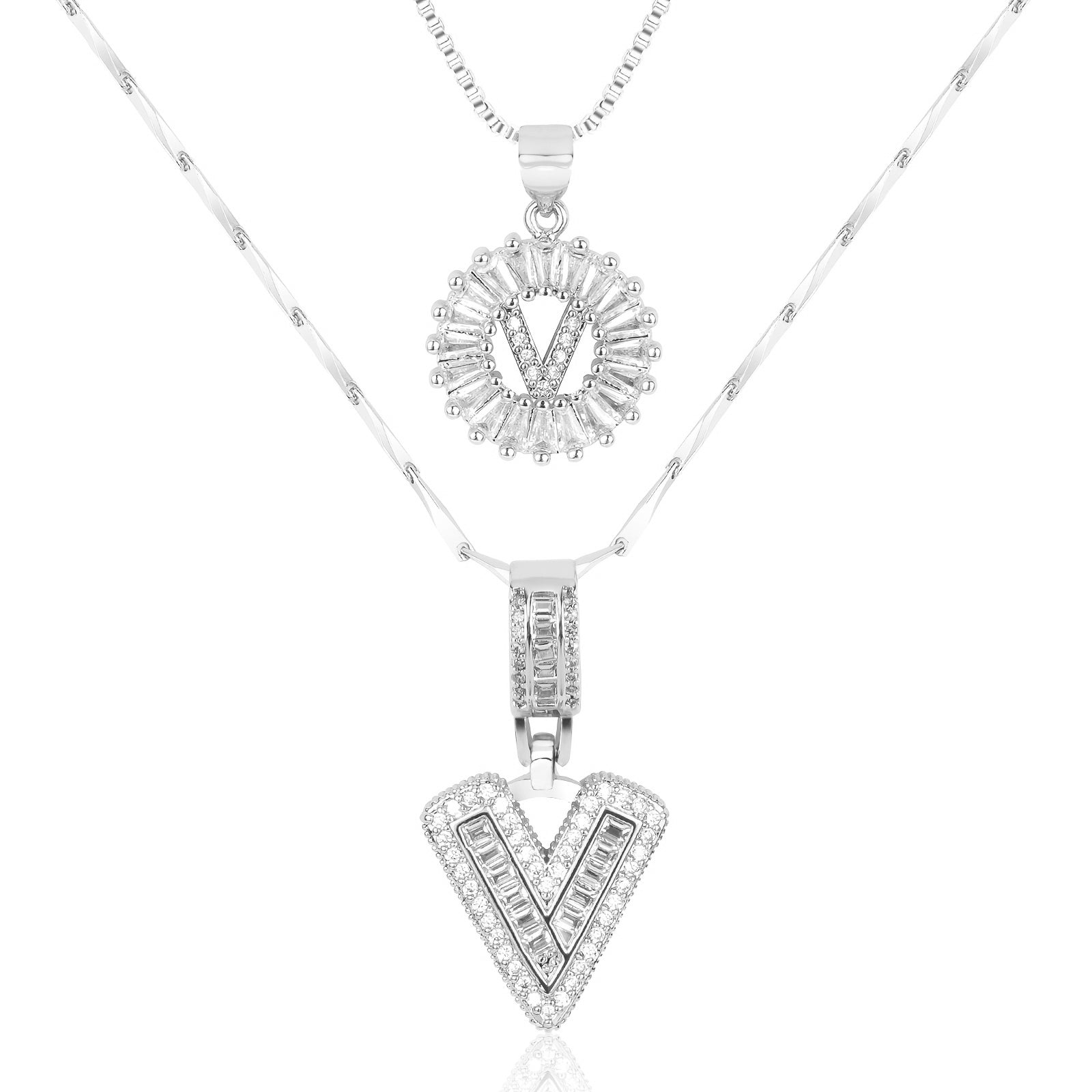 2pc 14k Diamond Letter Initial Necklaces