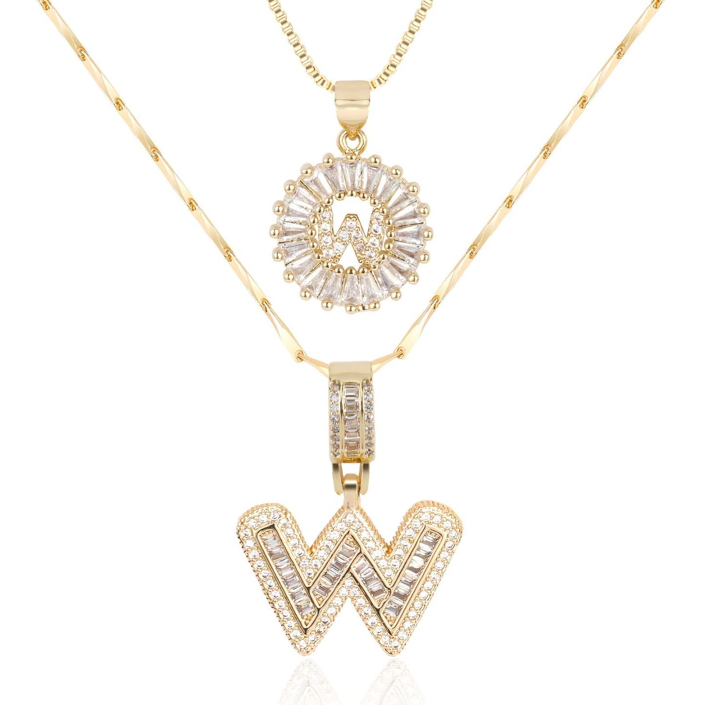 2pc 14k Diamond Letter Initial Necklaces