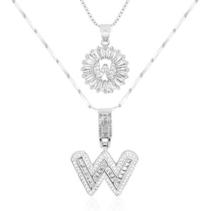 2pc 14k Diamond Letter Initial Necklaces