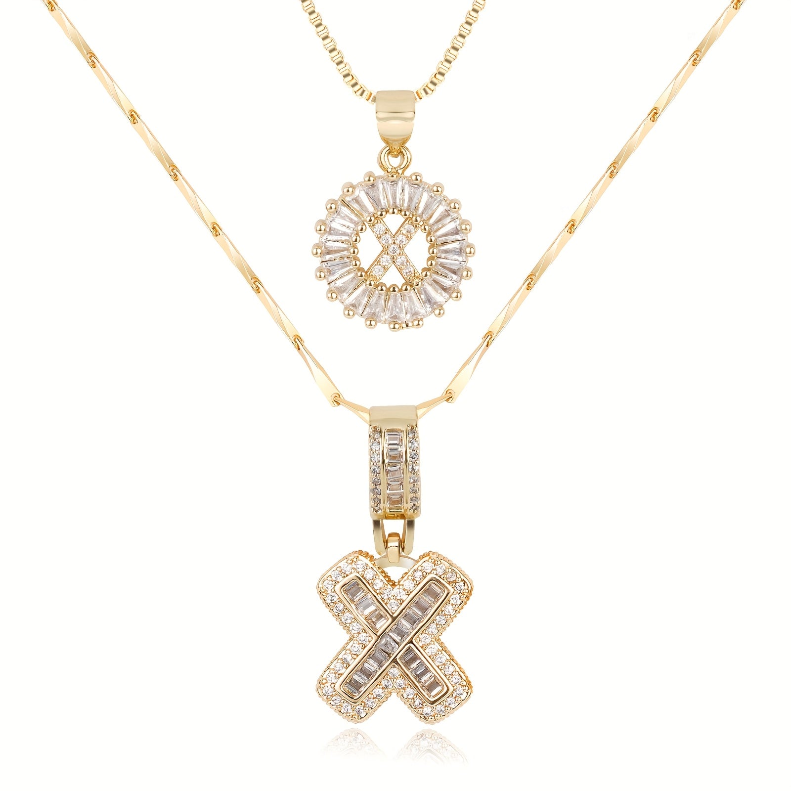 2pc 14k Diamond Letter Initial Necklaces