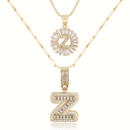 2pc 14k Diamond Letter Initial Necklaces