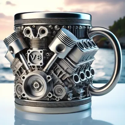 🏎️✨Retro V8 Engine Coffee Mug – Realistic Design, Stainless Steel Construction-北京欧布科技有限公司