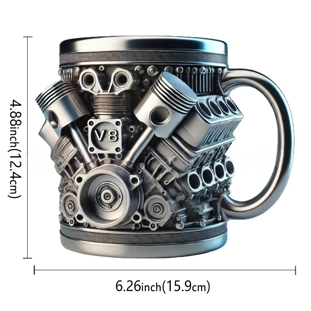 🏎️✨Retro V8 Engine Coffee Mug – Realistic Design, Stainless Steel Construction-北京欧布科技有限公司