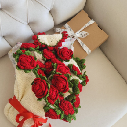 Valentines Day Day Gift,Gifts for Girlfriend,Teachers,Friends,Handmade Crochet Rose Blanket,Soft Sofa and Bedroom Blanket