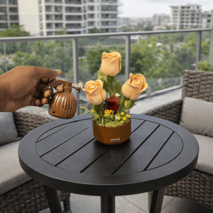 Enchanted Garden DIY Flower Bouquet Building Set with LED Light - Eternal Rose ABS Bricks Kit - Romantic Valentine's Day Gift for Her 🌹✨