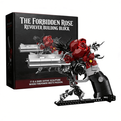Midnight Rose | Giant Buildable Brick Flower Sculpture & Gothic Decor