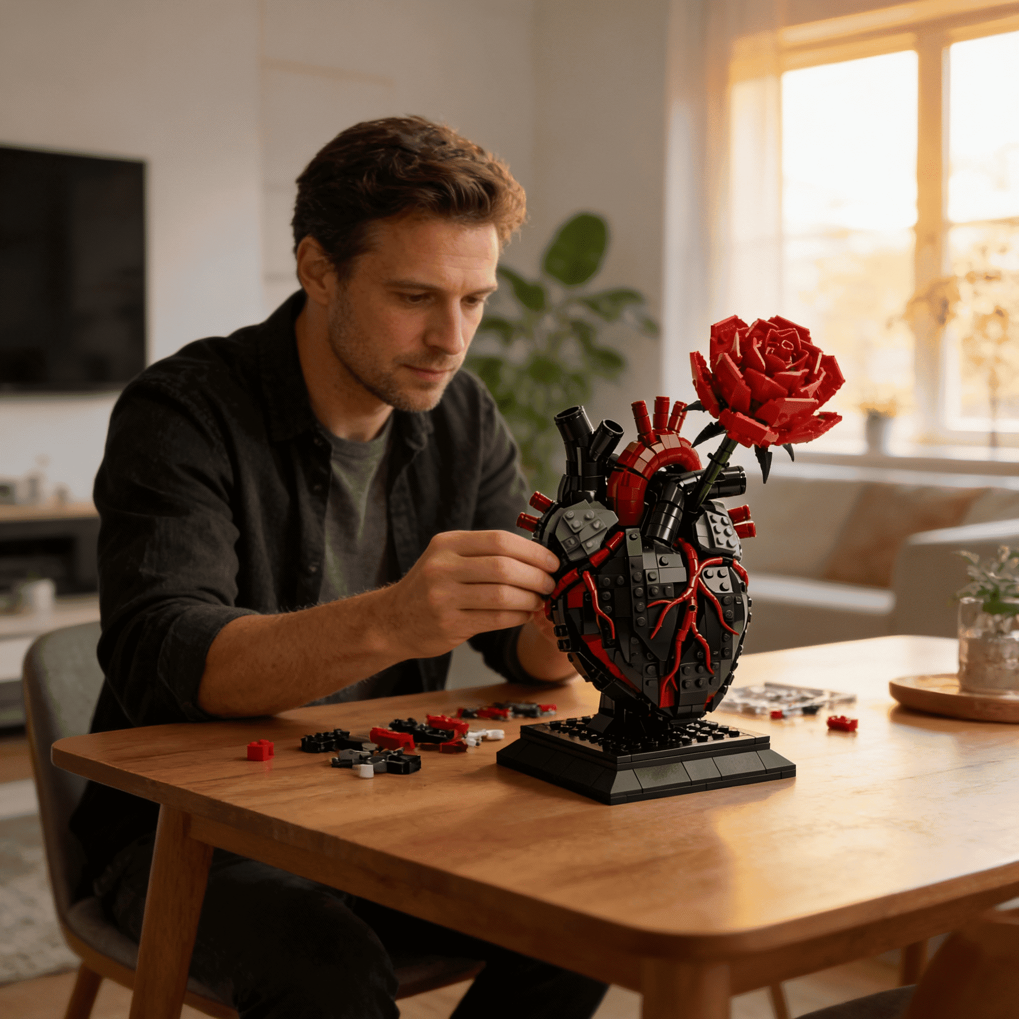 My Heart Is Still Yours-Gothic Flaming Heart Rose Gift Brick Set