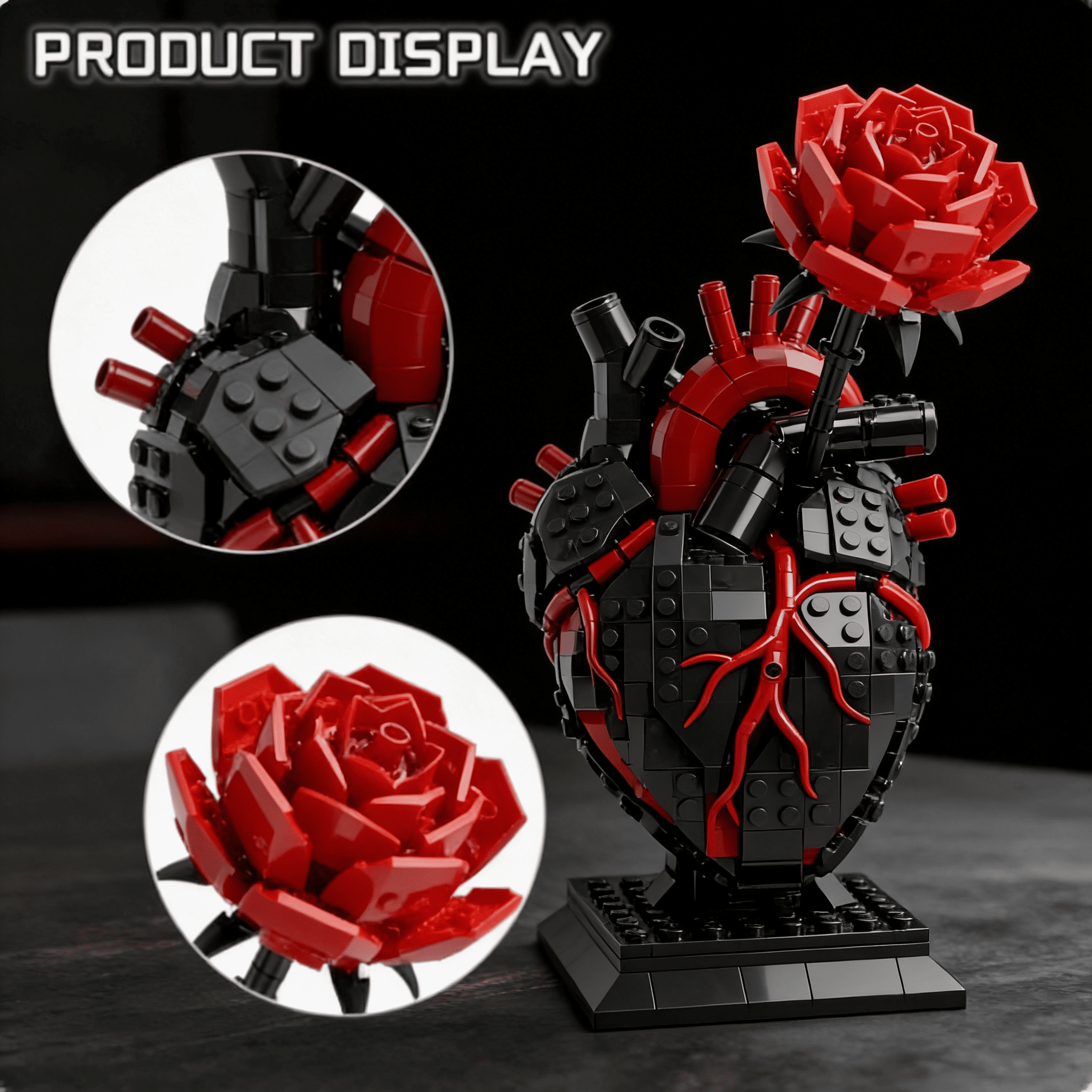 My Heart Is Still Yours-Gothic Flaming Heart Rose Gift Brick Set