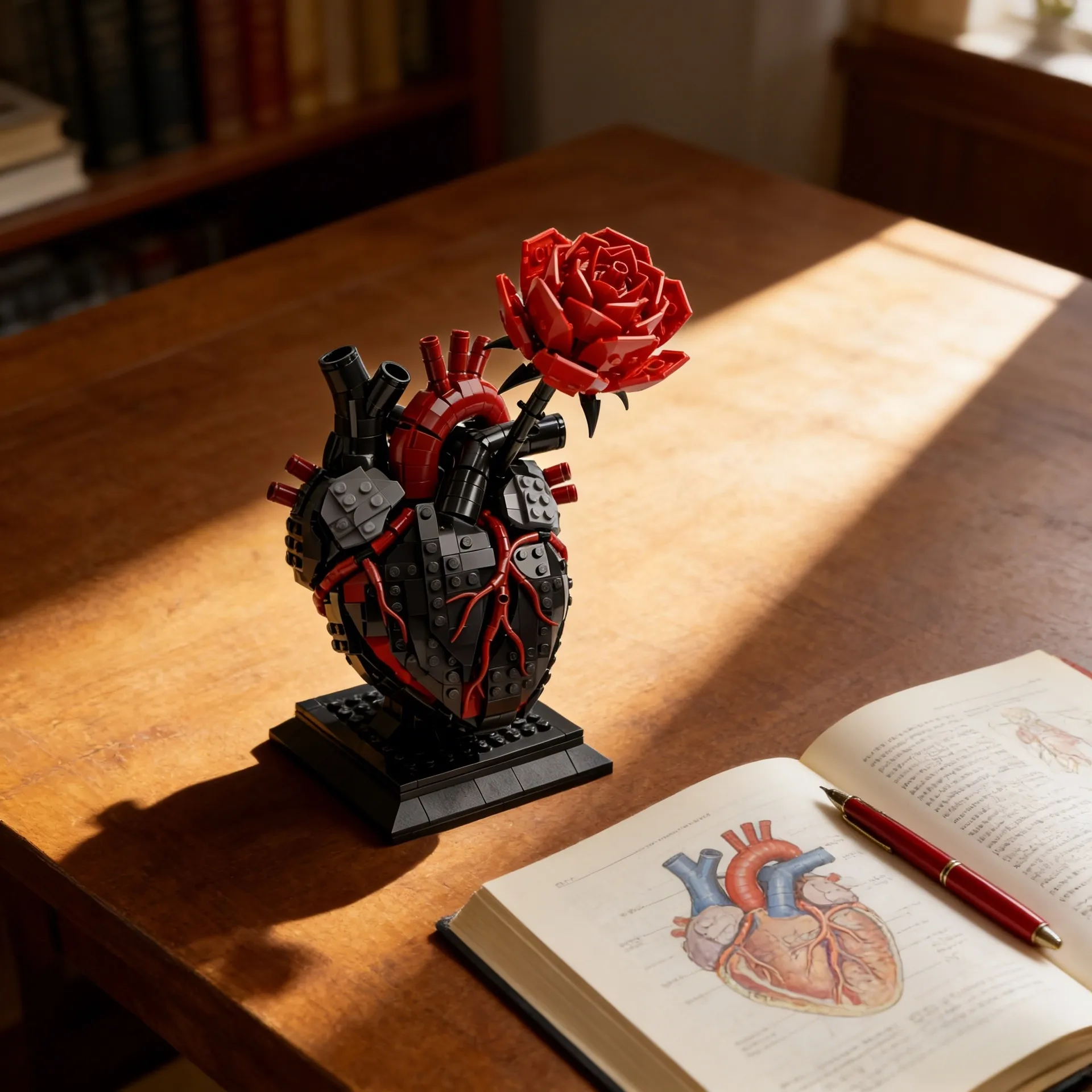 Gothic Flaming Heart & Rose Building Set | Unique Valentine's Gift