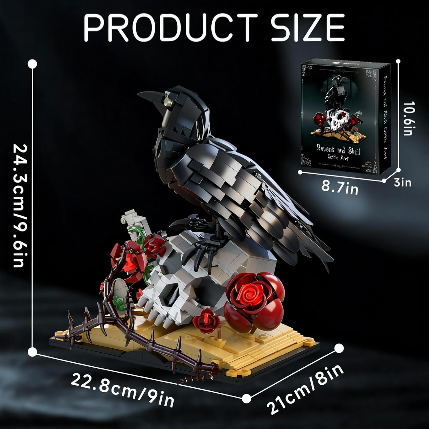 Gothic Raven & Skull Art Building Set - Dark Academia Home Decor-wonderminiworld
