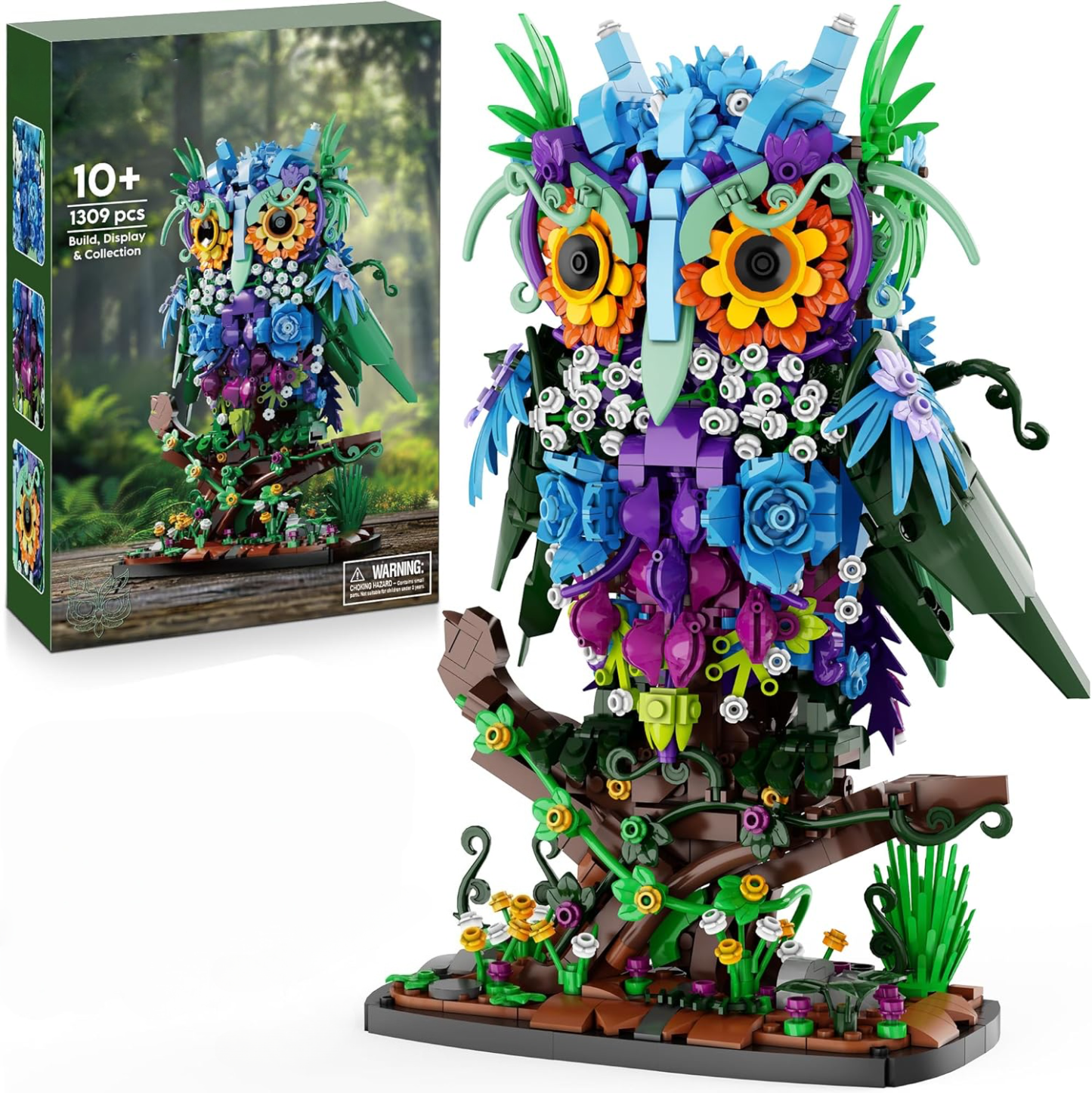 Enchanted Owl & Flower Bouquet Building Kit - Botanical Collection for Adults-wonderminiworld