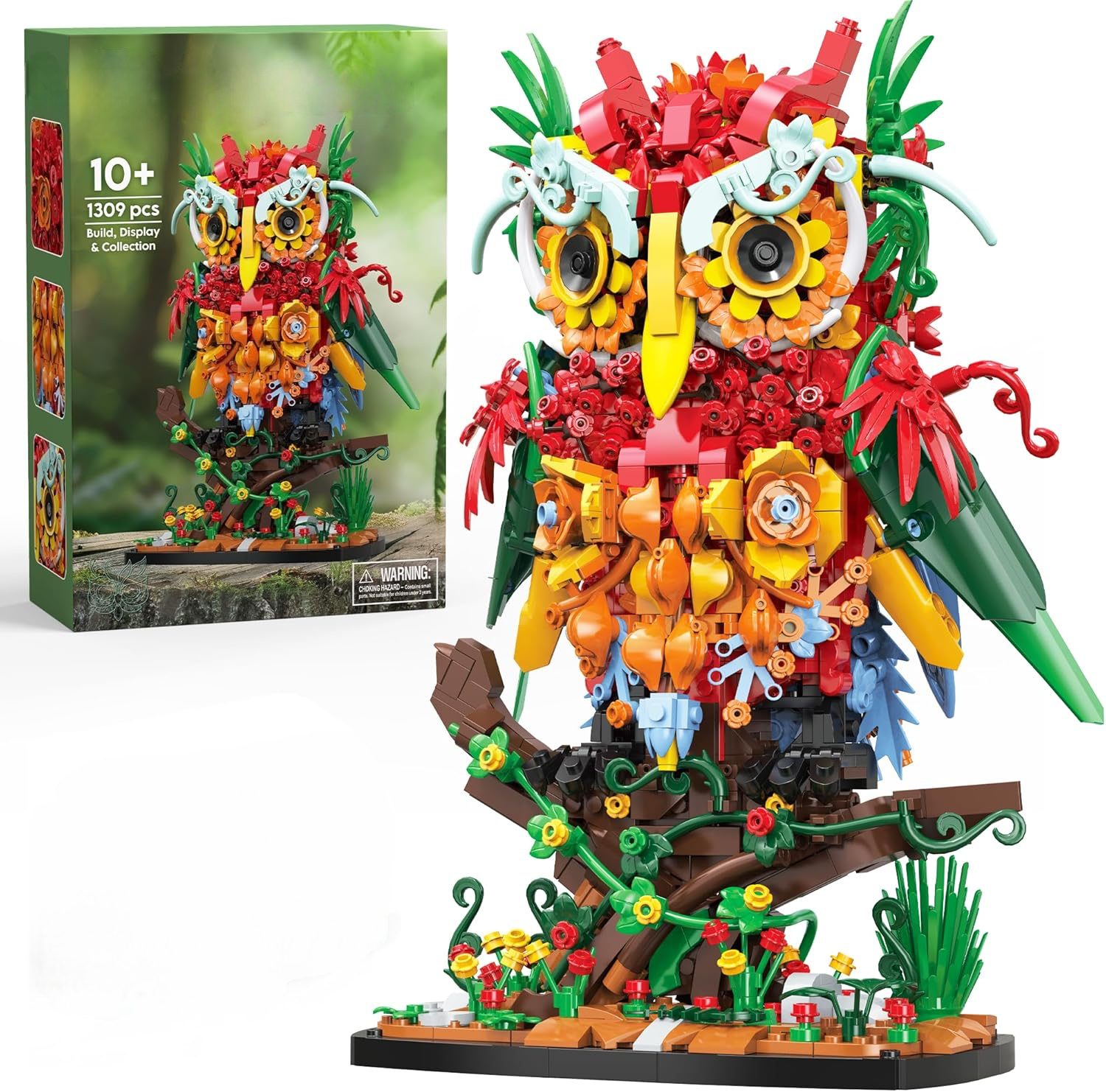 Enchanted Owl & Flower Bouquet Building Kit - Botanical Collection for Adults-wonderminiworld