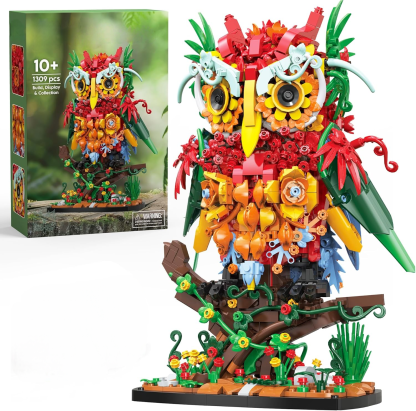 Enchanted Owl & Flower Bouquet Building Kit - Botanical Collection for Adults-wonderminiworld
