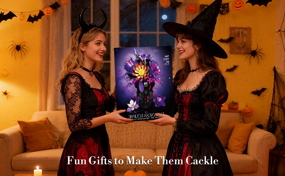 Elegant purple botanical bouquet block set buildable floral decor