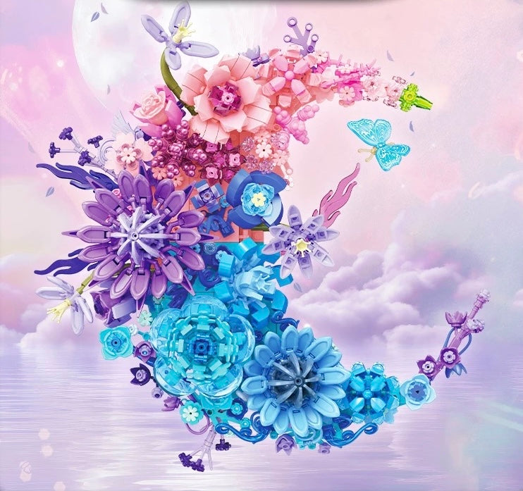 Moon Flower Building Set – 934pcs Botanical Wall Decor Kit 