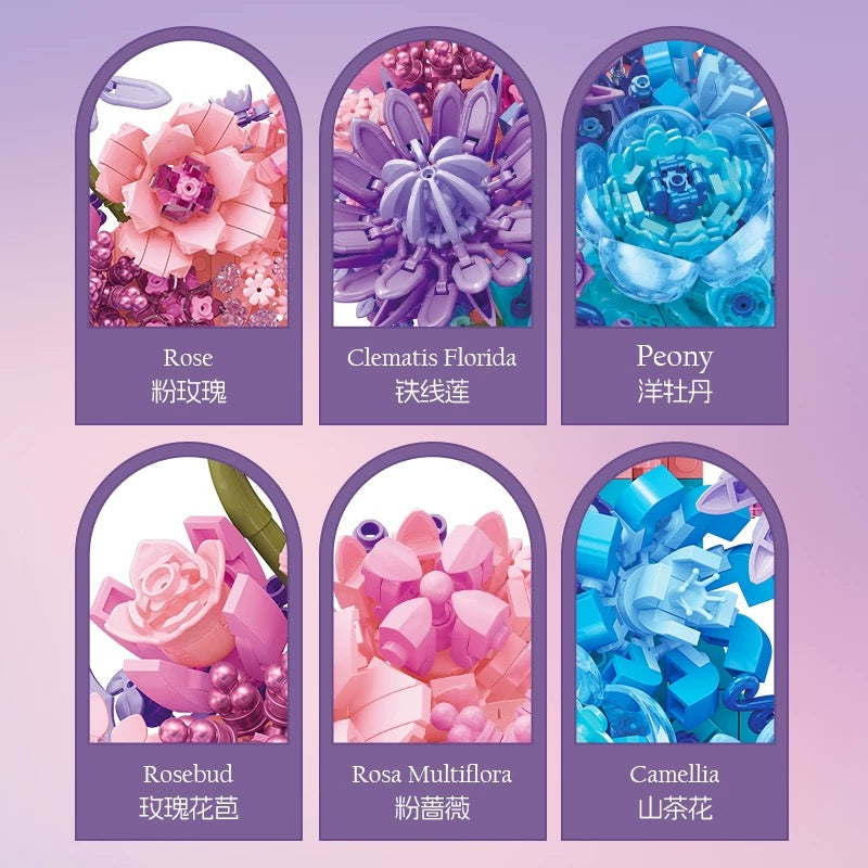 Moon Flower Baukasten – 934 Teile Botanisches Wanddekor Set