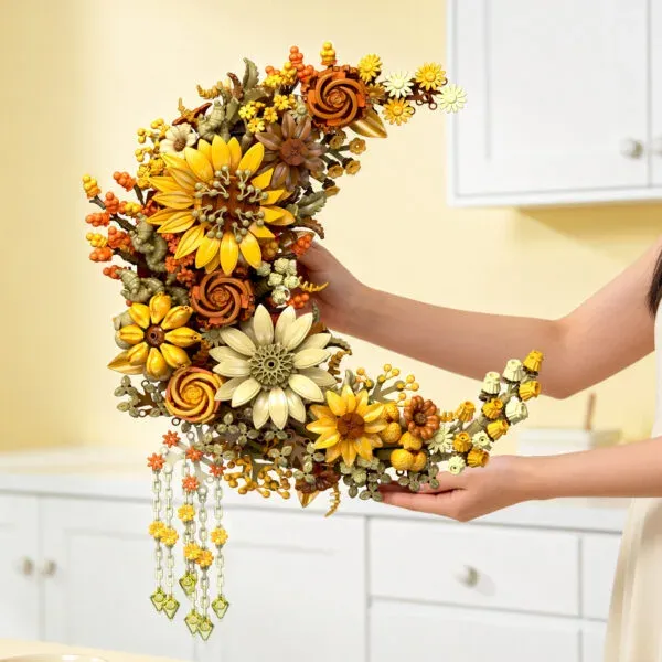  Gold Flower Building Set – Elegant Botanical Display Model
