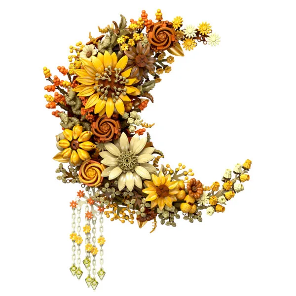  Gold Flower Building Set – Elegant Botanical Display Model