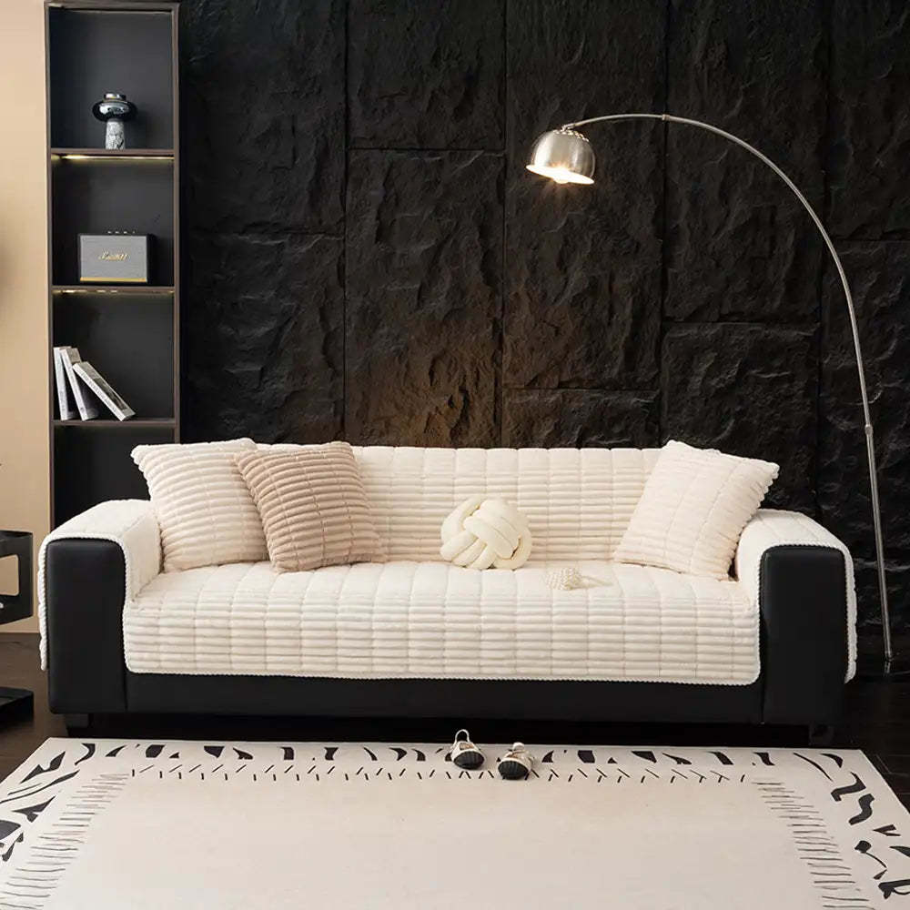 One-Piece Cozy Flannel Sofa Protection Non-Slip Couch Cover