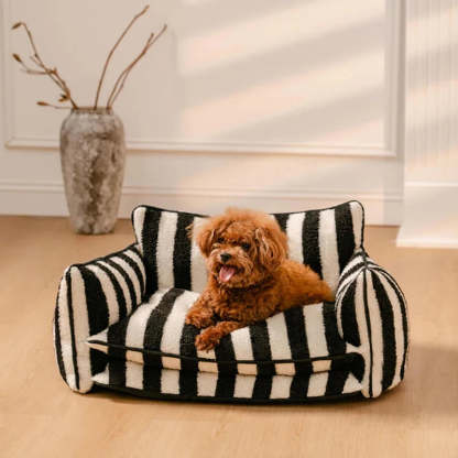 Striped Snuggles Luxe Pet Sofa Bed