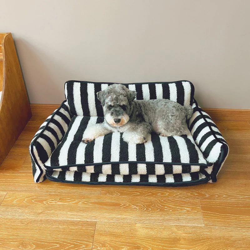 Striped Snuggles Luxe Pet Sofa Bed
