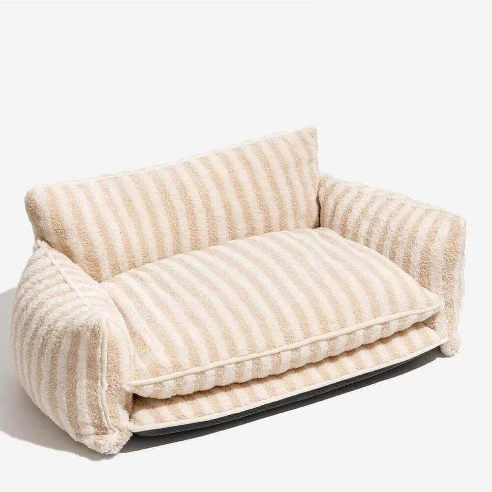 Striped Snuggles Luxe Pet Sofa Bed