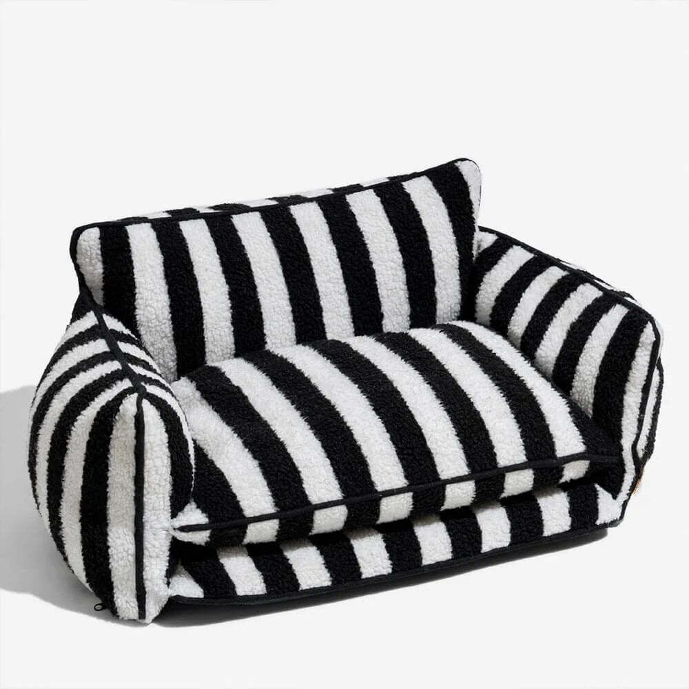 Striped Snuggles Luxe Pet Sofa Bed