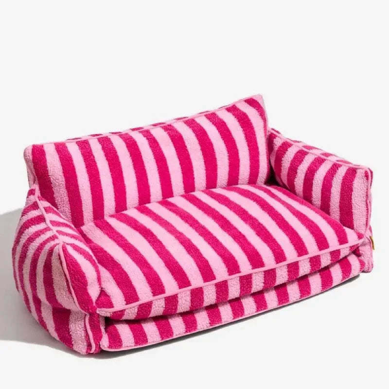 Striped Snuggles Luxe Pet Sofa Bed
