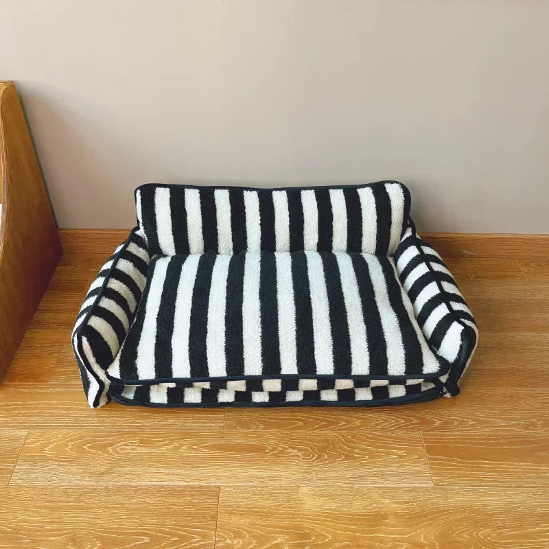 Striped Snuggles Luxe Pet Sofa Bed