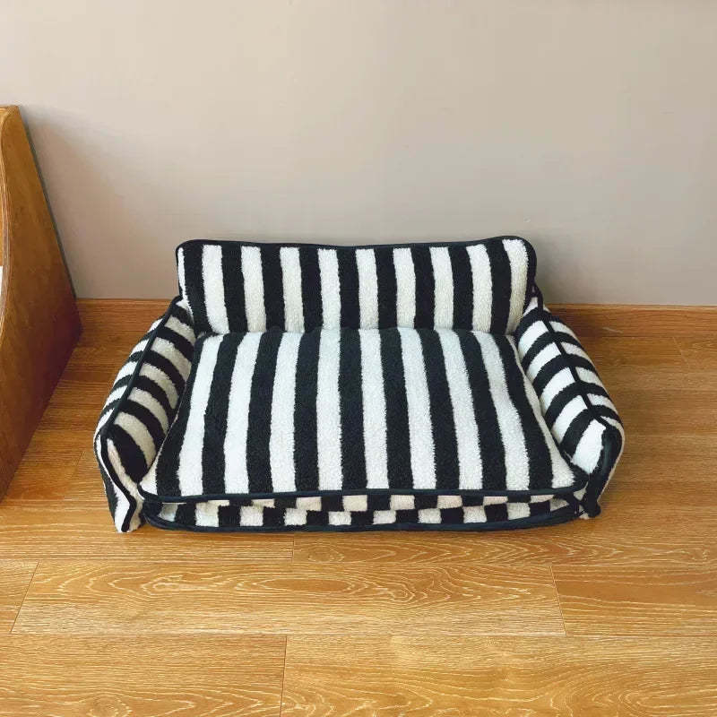 Striped Snuggles Luxe Pet Sofa Bed