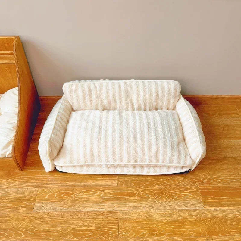 Striped Snuggles Luxe Pet Sofa Bed