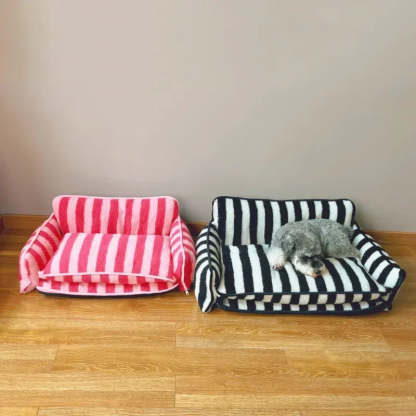 Striped Snuggles Luxe Pet Sofa Bed