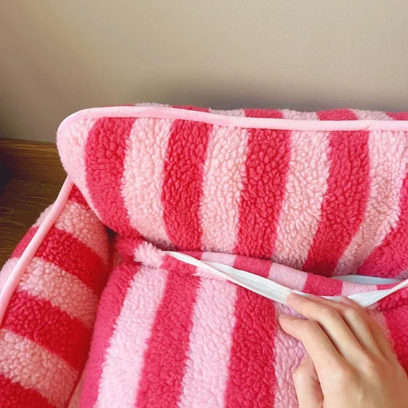 Striped Snuggles Luxe Pet Sofa Bed