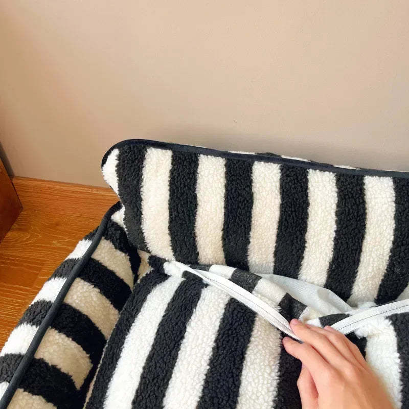 Striped Snuggles Luxe Pet Sofa Bed
