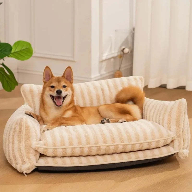 Striped Snuggles Luxe Pet Sofa Bed