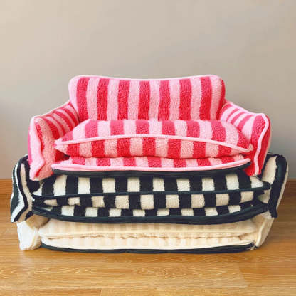 Striped Snuggles Luxe Pet Sofa Bed