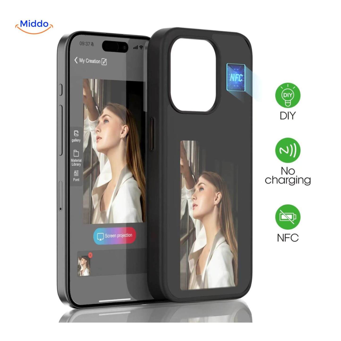 E-Ink NFC iPhone Case | Dagelijks Wisselend Design met Één Tik – Voor iPhone 13 t/m 16-北京欧布科技有限公司