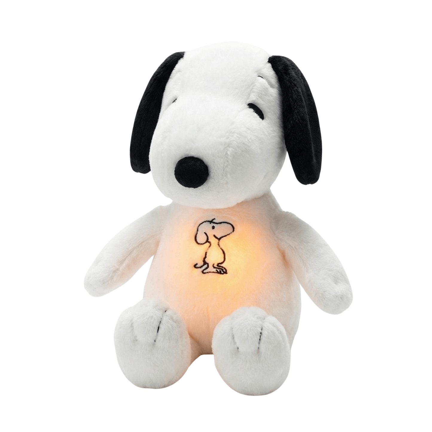 Breathing Snoopy plush with a moving belly and warm light