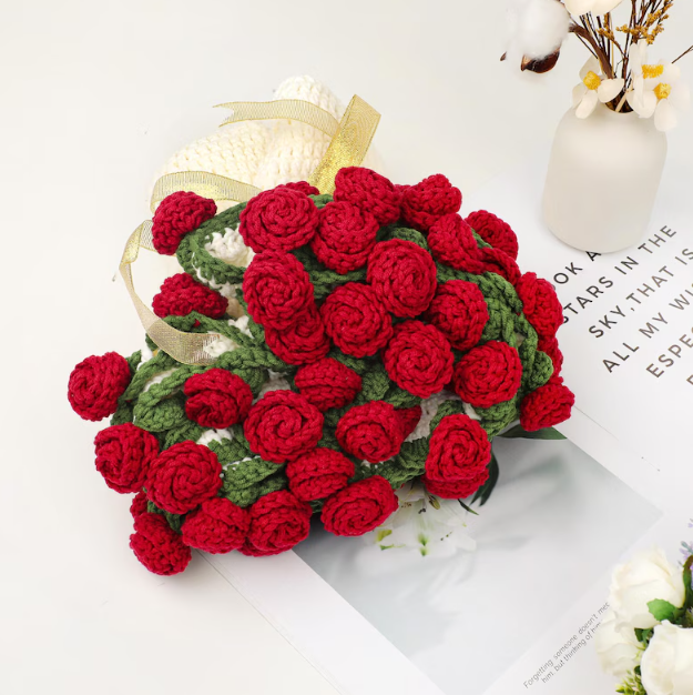 Valentines Day Day Gift,Gifts for Girlfriend,Teachers,Friends,Handmade Crochet Rose Blanket,Soft Sofa and Bedroom Blanket