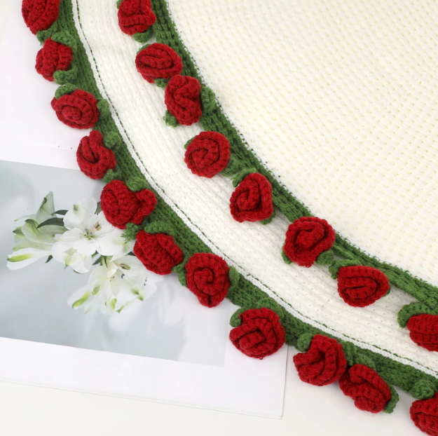 Valentines Day Day Gift,Gifts for Girlfriend,Teachers,Friends,Handmade Crochet Rose Blanket,Soft Sofa and Bedroom Blanket