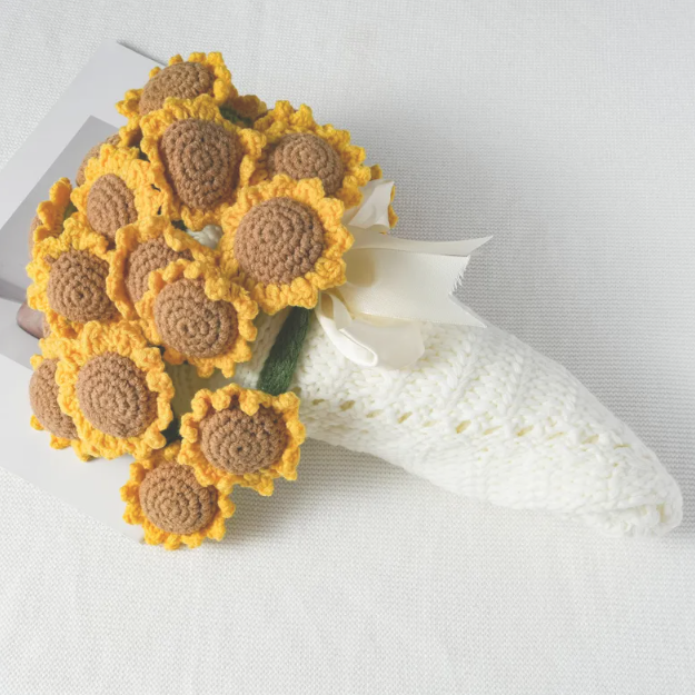 Knitted Sunflower Bouquet Blanket, Handmade Crochet Bouquet Blanket, Sunflower Break Blanket, Knitted Bouquet, Birthday/Wedding Gift