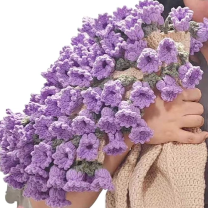 Crochet Lily of the Valley Bouquet Blanket, Handmade Granny Valentine’s Day Gift, Wedding Gift, Mother's Day Gift for Grandma,Gift For Mom