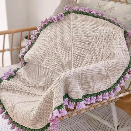 Valentines Day Day Gift,Gifts for Girlfriend,Teachers,Friends,Handmade Crochet Rose Blanket,Soft Sofa and Bedroom Blanket