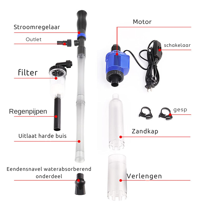 Waterwisselaar en aquariumfilterreiniger met elektrische zuigkracht 🐠🔧 - Maak het onderhoud van uw aquarium gemakkelijker!-北京欧布科技有限公司