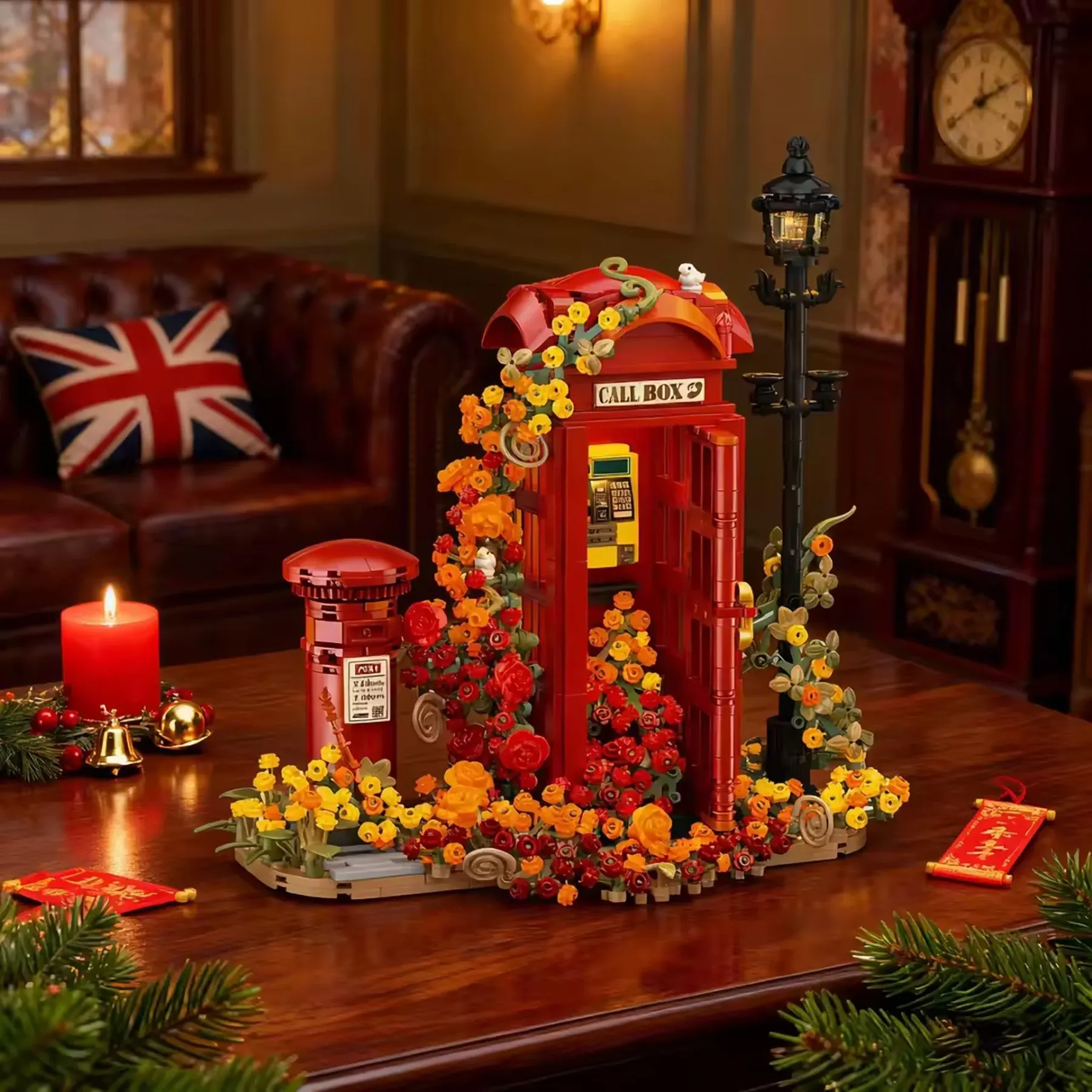 Retro British Red Phone Booth Building Set with Light | Wonder Mini World
